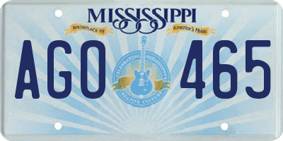 MS license plate AGO465