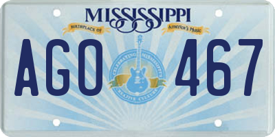 MS license plate AGO467
