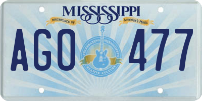 MS license plate AGO477