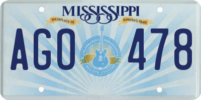 MS license plate AGO478