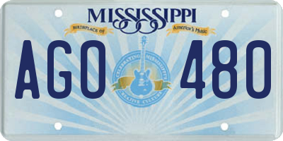 MS license plate AGO480