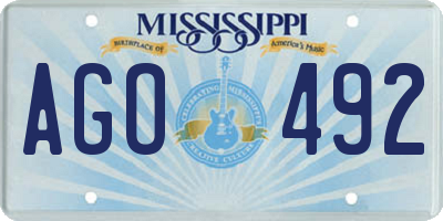MS license plate AGO492