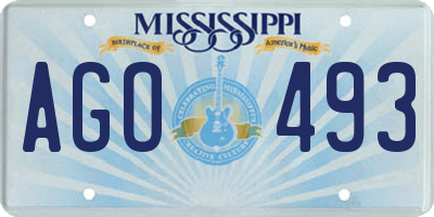 MS license plate AGO493