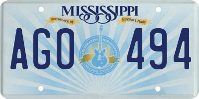 MS license plate AGO494