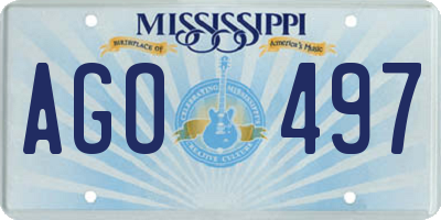 MS license plate AGO497