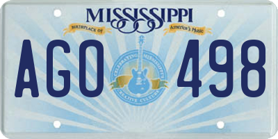 MS license plate AGO498