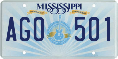 MS license plate AGO501