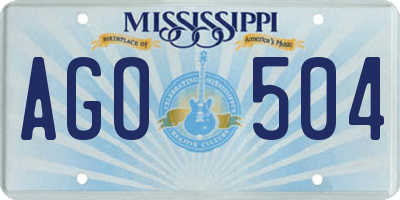 MS license plate AGO504