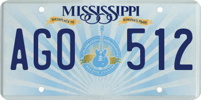 MS license plate AGO512