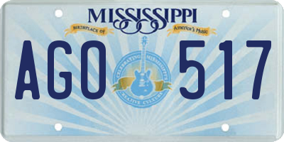 MS license plate AGO517
