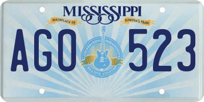 MS license plate AGO523