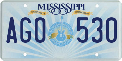 MS license plate AGO530