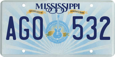 MS license plate AGO532