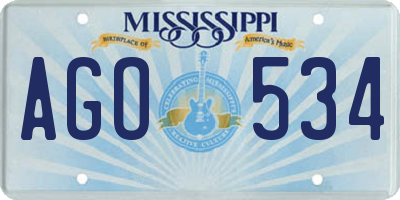 MS license plate AGO534