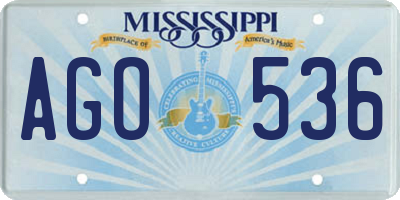 MS license plate AGO536