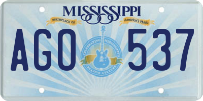 MS license plate AGO537