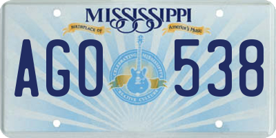 MS license plate AGO538