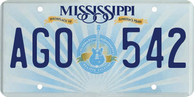 MS license plate AGO542