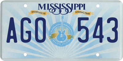 MS license plate AGO543