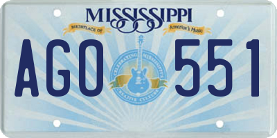 MS license plate AGO551