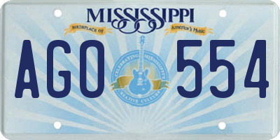 MS license plate AGO554