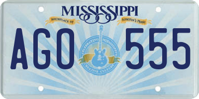 MS license plate AGO555