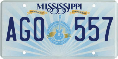 MS license plate AGO557