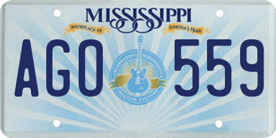 MS license plate AGO559