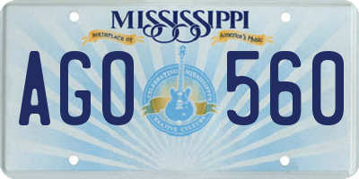 MS license plate AGO560