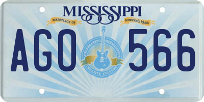MS license plate AGO566