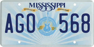 MS license plate AGO568