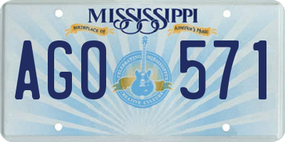 MS license plate AGO571