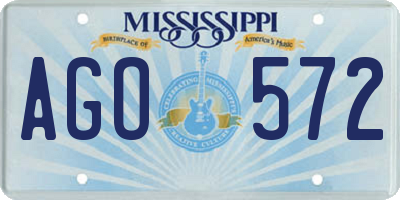 MS license plate AGO572