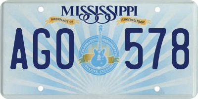 MS license plate AGO578