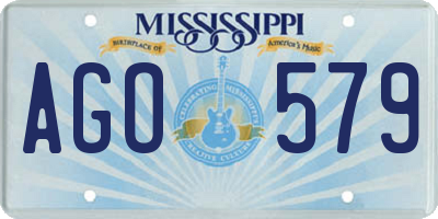 MS license plate AGO579