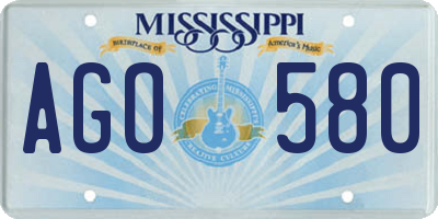 MS license plate AGO580