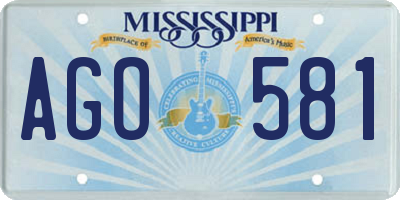 MS license plate AGO581