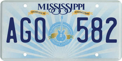 MS license plate AGO582