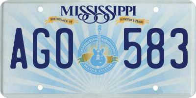 MS license plate AGO583