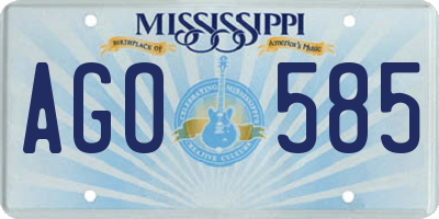MS license plate AGO585