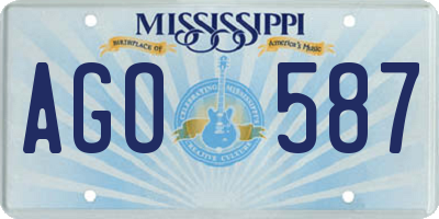 MS license plate AGO587