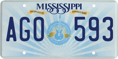 MS license plate AGO593