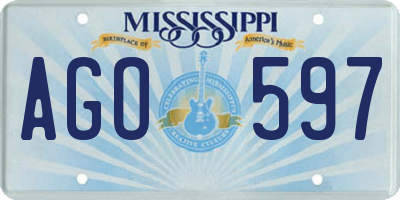 MS license plate AGO597