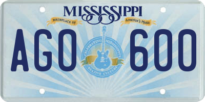 MS license plate AGO600