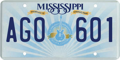 MS license plate AGO601