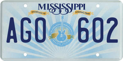 MS license plate AGO602