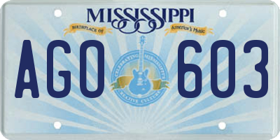 MS license plate AGO603