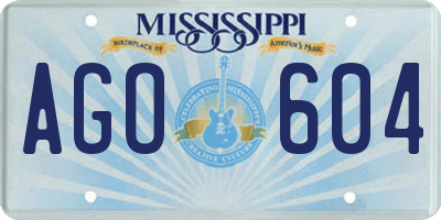 MS license plate AGO604