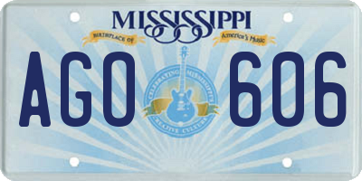 MS license plate AGO606