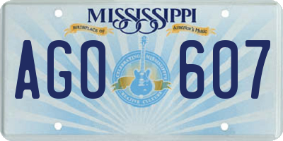 MS license plate AGO607